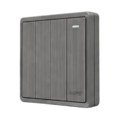 Mặt 4 công tắc 1 chiều 16A - 250V màu xám S704-GY MPE - Thiết bị điện Mai Linh Electric