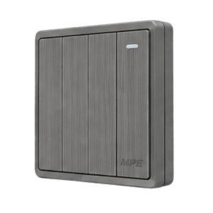 Mặt 4 công tắc 1 chiều 16A - 250V màu xám S704-GY MPE - Thiết bị điện Mai Linh Electric