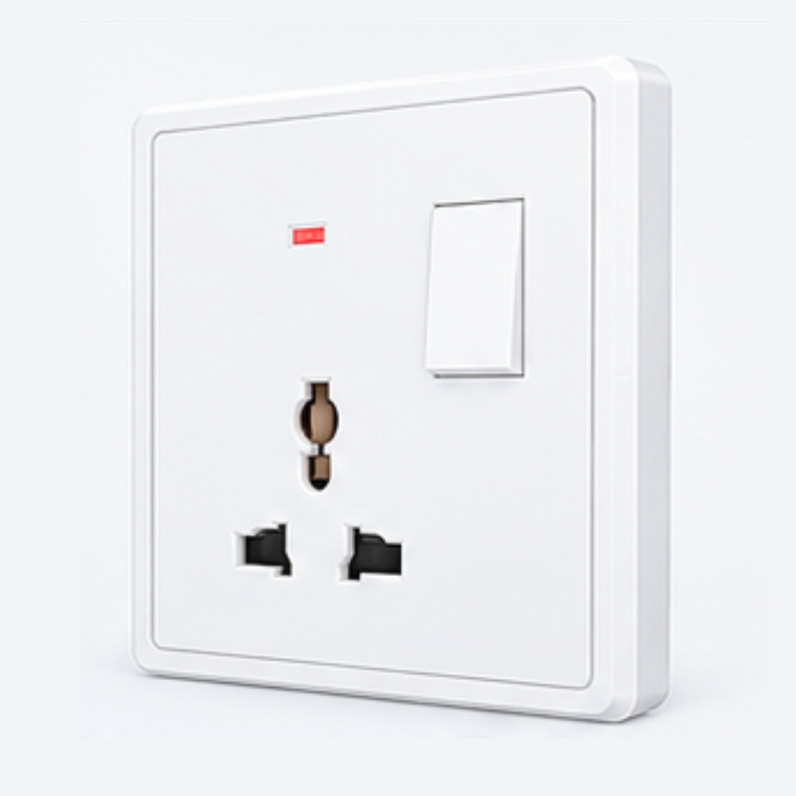 Mặt ổ cắm đa năng tích hợp công tắc màu trắng S7MS-W MPE - Thiết bị điện Mai Linh Electric