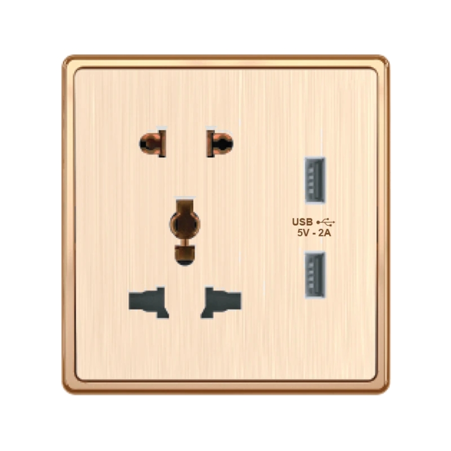 Mặt ổ cắm đa năng tích hợp ổ cắm đơn 2 chấu và 2 USB mã S7MS/USB MPE - Thiết bị điện Mai Linh Electric