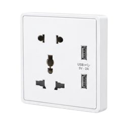 Mặt ổ cắm đa năng tích hợp ổ cắm đơn 2 chấu và 2 USB màu trắng mã S7MS/USB-W MPE - Thiết bị điện Mai Linh Electric