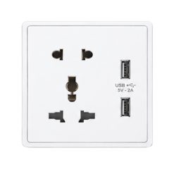Mặt ổ cắm đa năng tích hợp ổ cắm đơn 2 chấu và 2 USB màu trắng mã S7MS/USB-W MPE - Thiết bị điện Mai Linh Electric