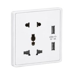 Mặt ổ cắm đa năng tích hợp ổ cắm đơn 2 chấu và 2 USB màu trắng mã S7MS/USB-W MPE - Thiết bị điện Mai Linh Electric