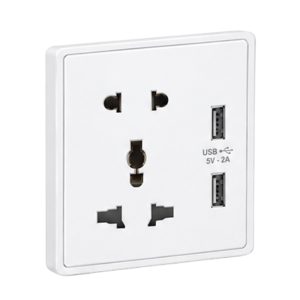 Mặt ổ cắm đa năng tích hợp ổ cắm đơn 2 chấu và 2 USB màu trắng mã S7MS/USB-W MPE - Thiết bị điện Mai Linh Electric