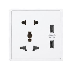 Mặt ổ cắm đa năng tích hợp ổ cắm đơn 2 chấu và 2 USB màu trắng mã S7MS/USB-W MPE - Thiết bị điện Mai Linh Electric
