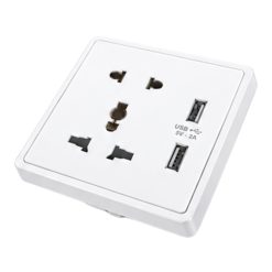 Mặt ổ cắm đa năng tích hợp ổ cắm đơn 2 chấu và 2 USB màu trắng mã S7MS/USB-W MPE - Thiết bị điện Mai Linh Electric