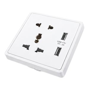 Mặt ổ cắm đa năng tích hợp ổ cắm đơn 2 chấu và 2 USB màu trắng mã S7MS/USB-W MPE - Thiết bị điện Mai Linh Electric