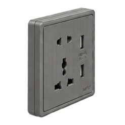 Mặt ổ cắm đa năng tích hợp ổ cắm đơn 2 chấu và 2 USB màu xám S7MS/USB-GY MPE - Thiết bị điện Mai Linh Electric