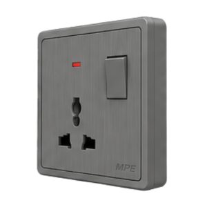 Mặt ổ cắm đa năng và công tắc 10A - 250V màu xám S7MS MPE - Thiết bị điện Mai Linh Electric