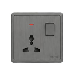Mặt ổ cắm đa năng và công tắc 10A - 250V màu xám S7MS MPE - Thiết bị điện Mai Linh Electric