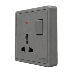 Mặt ổ cắm đa năng và công tắc 10A - 250V màu xám S7MS MPE - Thiết bị điện Mai Linh Electric