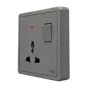 Mặt ổ cắm đa năng và công tắc 10A - 250V màu xám S7MS MPE - Thiết bị điện Mai Linh Electric