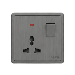 Mặt ổ cắm đa năng và công tắc 10A - 250V màu xám S7MS MPE - Thiết bị điện Mai Linh Electric