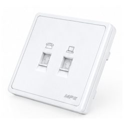 Mặt ổ cắm điện thoại và mạng LAN màu trắng S7TEL/LAN-W MPE - Thiết bị điện Mai Linh Electric
