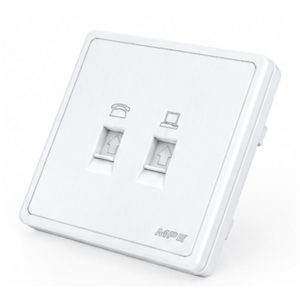 Mặt ổ cắm điện thoại và mạng LAN màu trắng S7TEL/LAN-W MPE - Thiết bị điện Mai Linh Electric