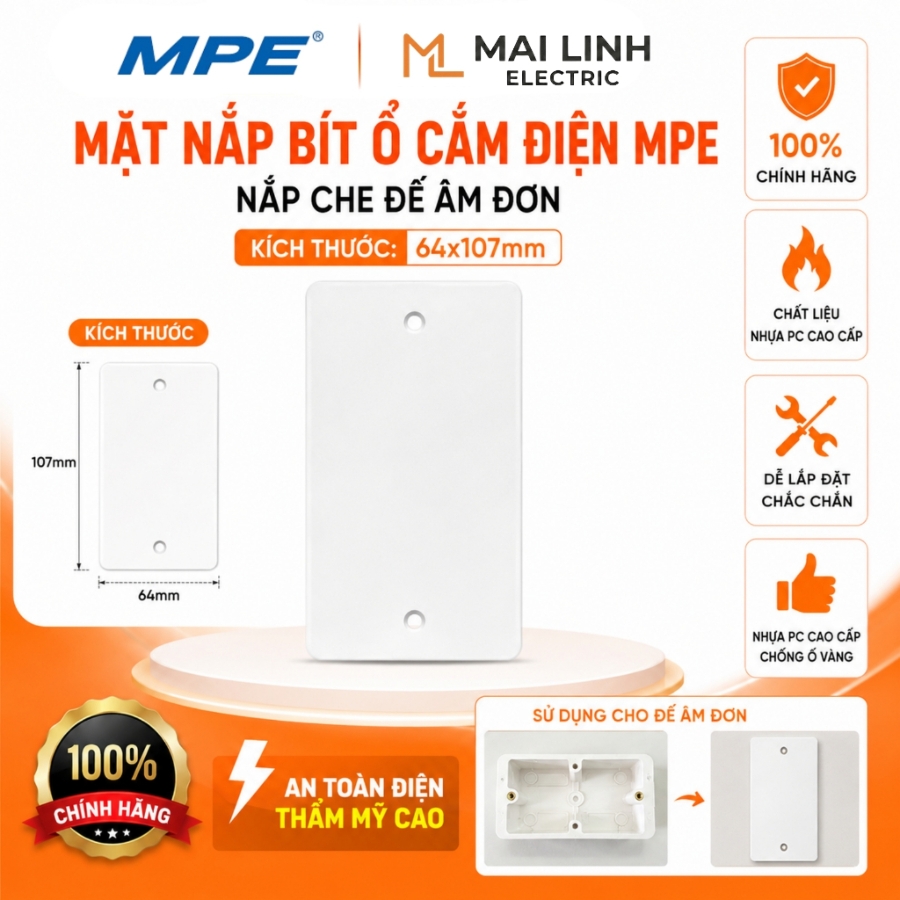 Nắp che dùng cho hộp A157N mã CA157N MPE - Thiết bị điện Mai Linh Electric