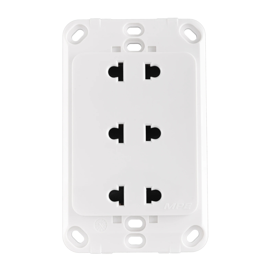 Ổ cắm ba 2 chấu đế liền A20US3N MPE - Thiết bị điện Mai Linh Electric