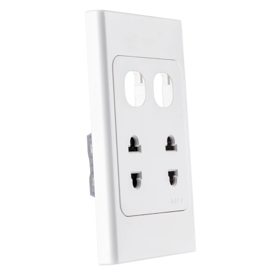 Ổ cắm đôi 2 chấu 16A và 2 lỗ A20US2XXN MPE - Thiết bị điện Mai Linh Electric