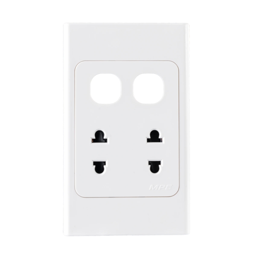 Ổ cắm đôi 2 chấu 16A và 2 lỗ A20US2XXN MPE - Thiết bị điện Mai Linh Electric