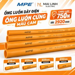 Ống luồn dây điện - Ống luồn cứng màu cam 750N Phi 16mm Dài 2920mm Mã A9016OR MPE - Thiết bị điện Mai Linh Electric